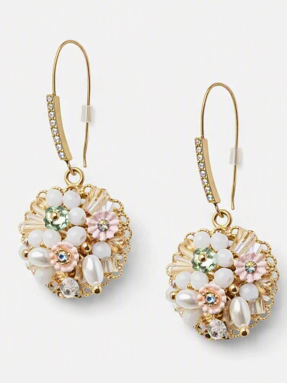Betsey Johnson Floral Cluster Drop Earrings